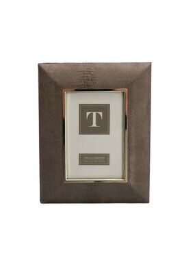 Twos Company Amelia Faux Snakeskin Photo Frame 4x6 Taupe Brown Luxury Easel